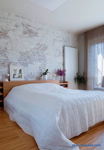 Brick v notranjosti spalnice - 60 primerov dekor