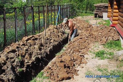Kako kopati jarek za temelje, oskrbo z vodo
